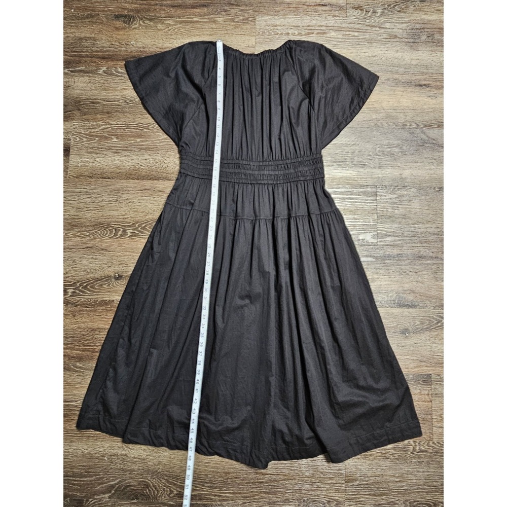 Free Assembly Black Cotton Flutter Sleeve Smocked Waist Dress Size Large 12-14 - Picture 11 of 13
